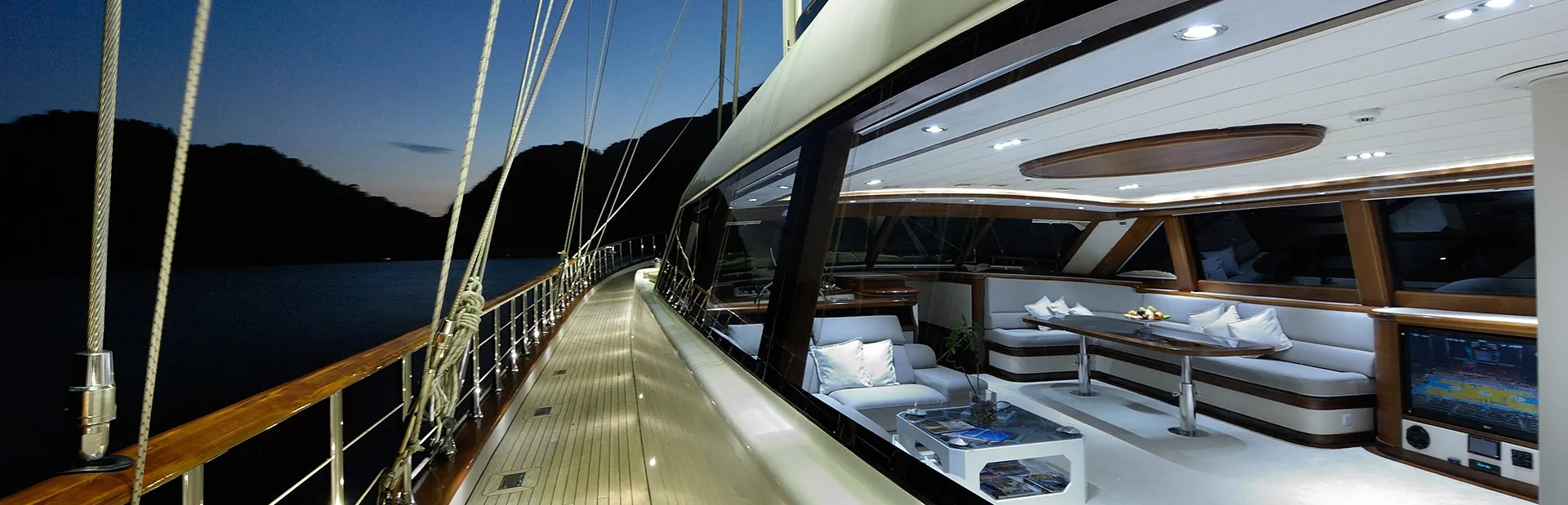 Gulet yacht Alessandro deck at night