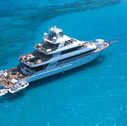 Aerial view of sport fisher yacht
