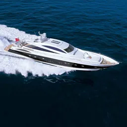 Aerial view of open yacht