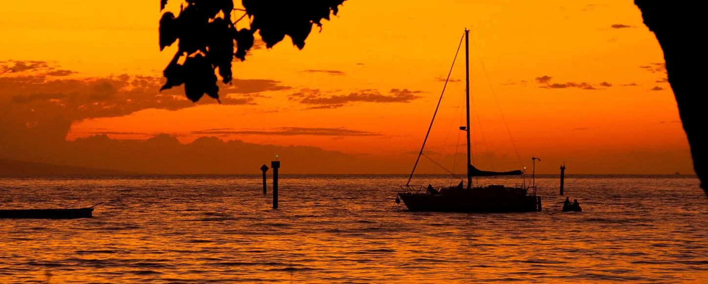 Sailing yacht at sunset