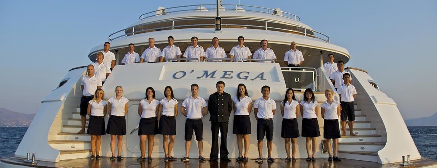 crew of a mega yacht