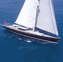 Aerial view of sail yacht